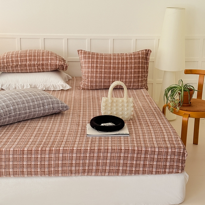 91家纺网 家纺一手货源 找家纺 三朵家纺 2025新款牛奶绒印花单床笠 床笠单件 中古咖格