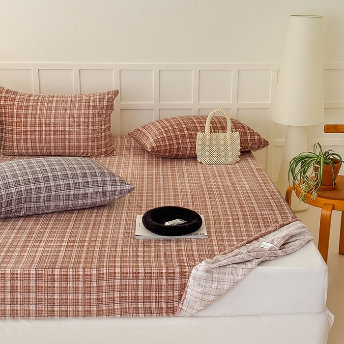 91家纺网 家纺一手货源 找家纺 三朵家纺 2025新款牛奶绒印花单床笠 床笠单件 中古咖格