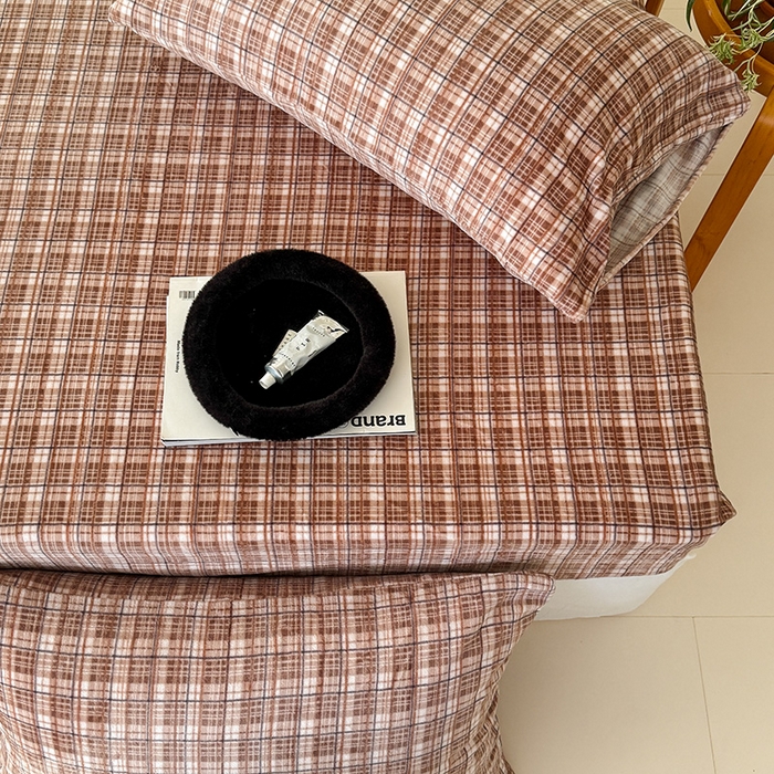 91家纺网 家纺一手货源 找家纺 三朵家纺 2025新款牛奶绒印花单床笠 床笠单件 中古咖格