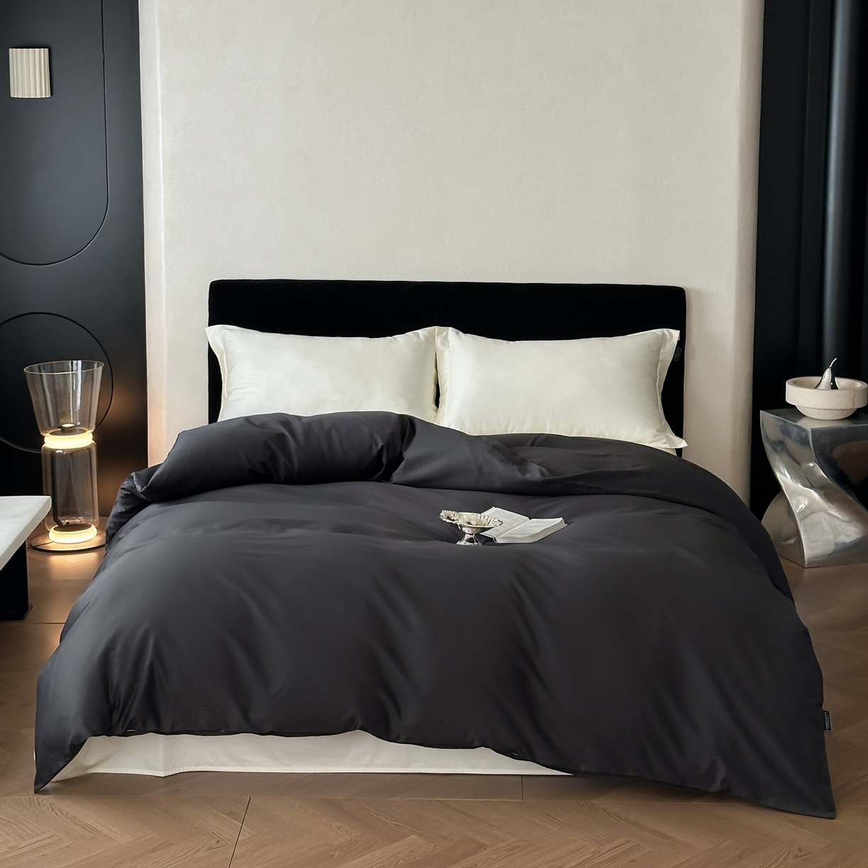 91家纺网 家纺一手货源 找家纺 三味舒屋 2025新款50s全棉纯棉纯色单被套被套单件-长期主义 长期主义-摩卡黑灰