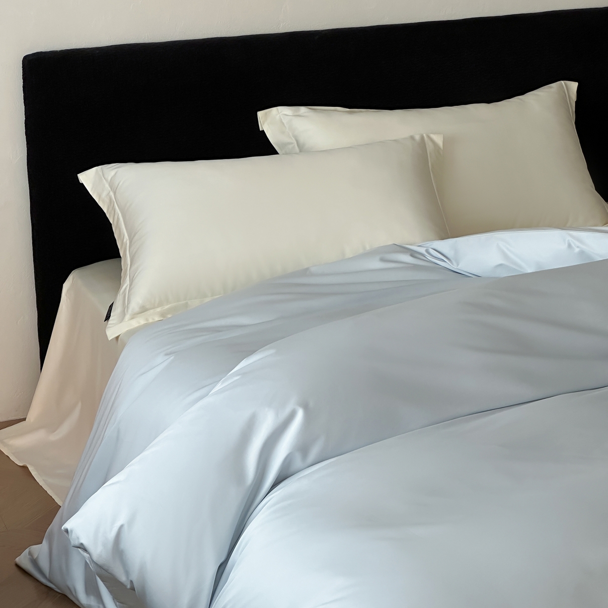 91家纺网 家纺一手货源 找家纺 三味舒屋 2025新款50s全棉纯棉纯色单被套被套单件-长期主义 长期主义-净月蓝