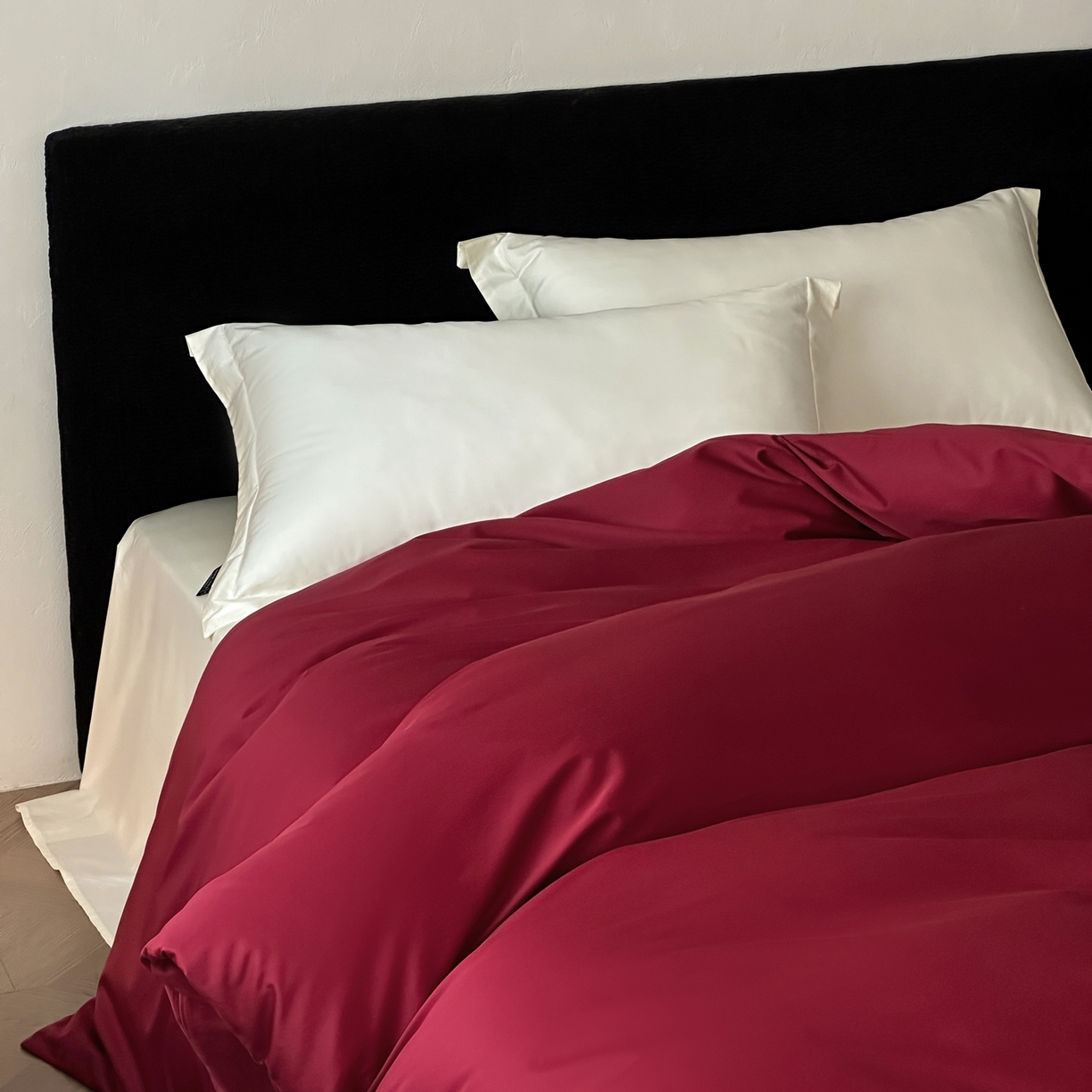 91家纺网 家纺一手货源 找家纺 三味舒屋 2025新款50s全棉纯棉纯色单被套被套单件-长期主义 长期主义-朗姆酒红