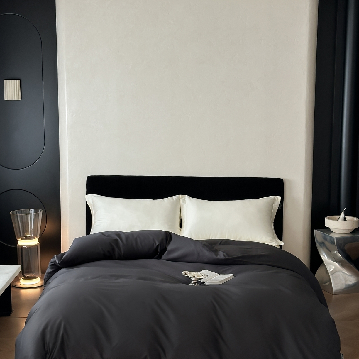 91家纺网 家纺一手货源 找家纺 三味舒屋 2025新款50s全棉纯棉纯色单被套被套单件-长期主义 长期主义-摩卡黑灰