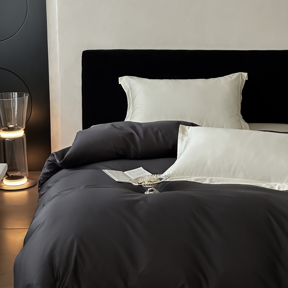 91家纺网 家纺一手货源 找家纺 三味舒屋 2025新款50s全棉纯棉纯色单被套被套单件-长期主义 长期主义-摩卡黑灰