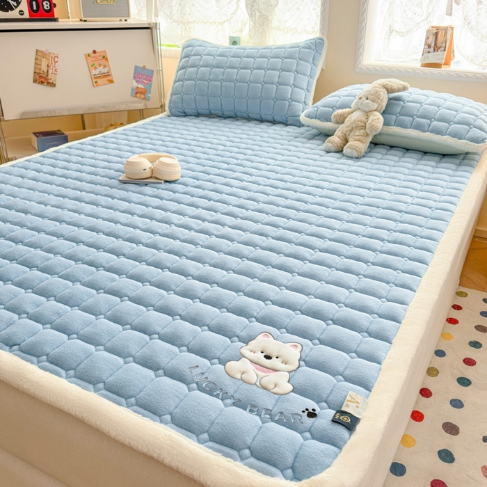 91家纺网 家纺一手货源 找家纺 （总）爱屋及屋 2025新款牛奶绒毛巾绣床垫软垫冬季加厚床褥垫子铺底床护垫【填充200g】