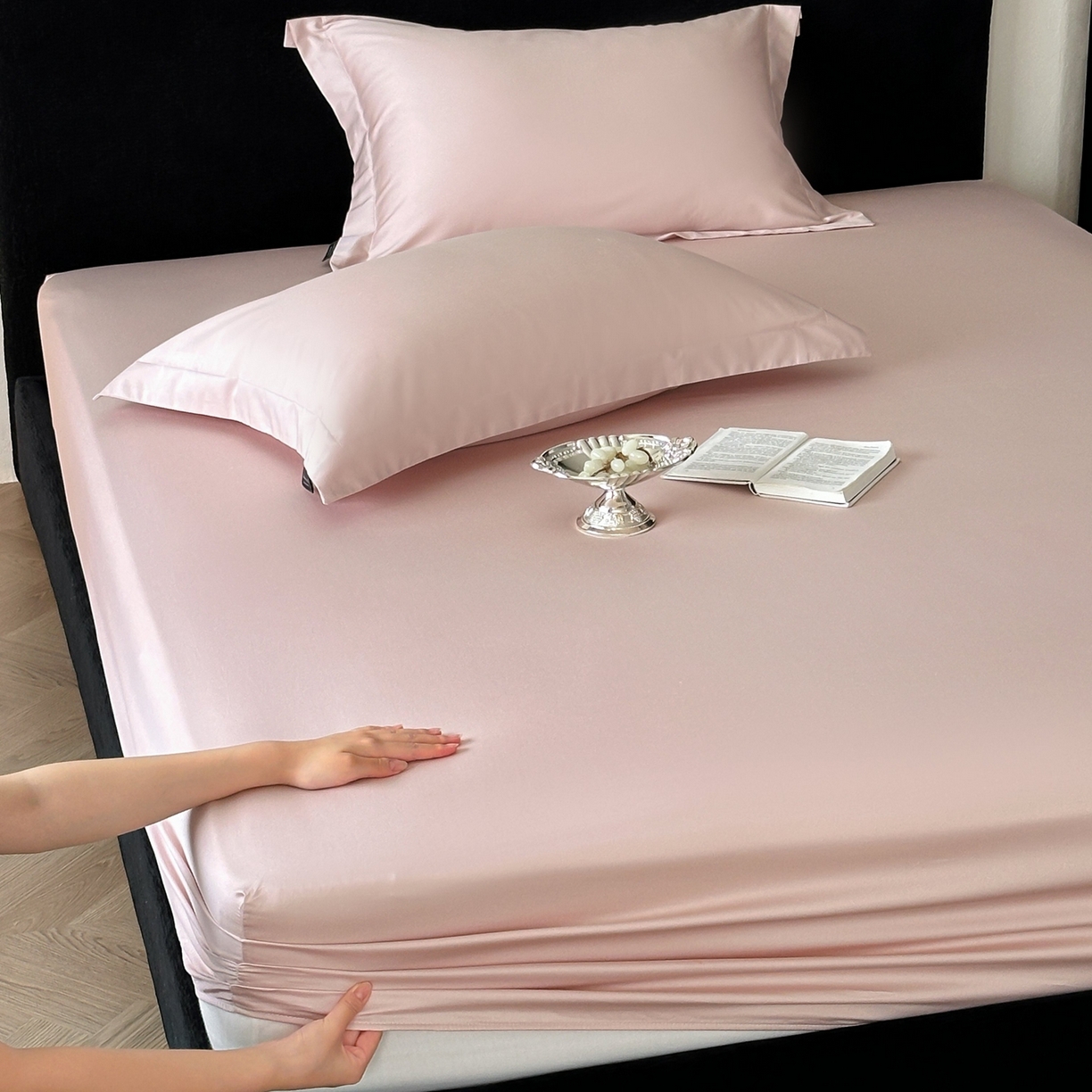 91家纺网 家纺一手货源 找家纺 三味舒屋 2025新款50s全棉纯棉纯色单床笠床笠单件-长期主义 长期主义-白桃乌龙