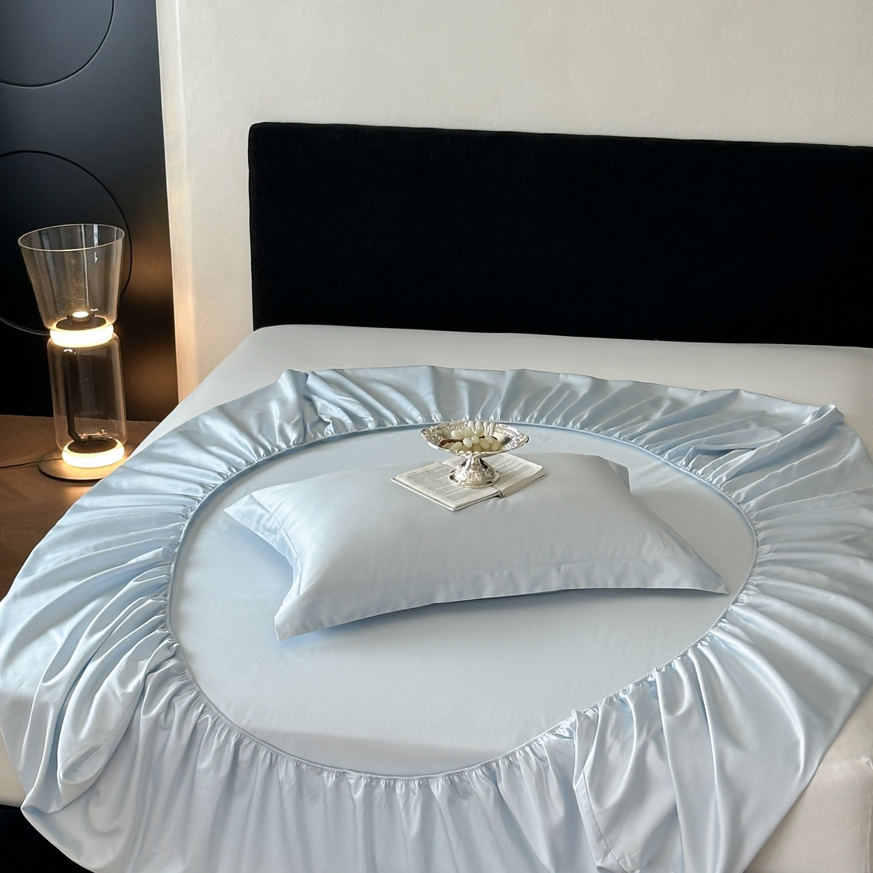 91家纺网 家纺一手货源 找家纺 三味舒屋 2025新款50s全棉纯棉纯色单床笠床笠单件-长期主义 长期主义-净月蓝