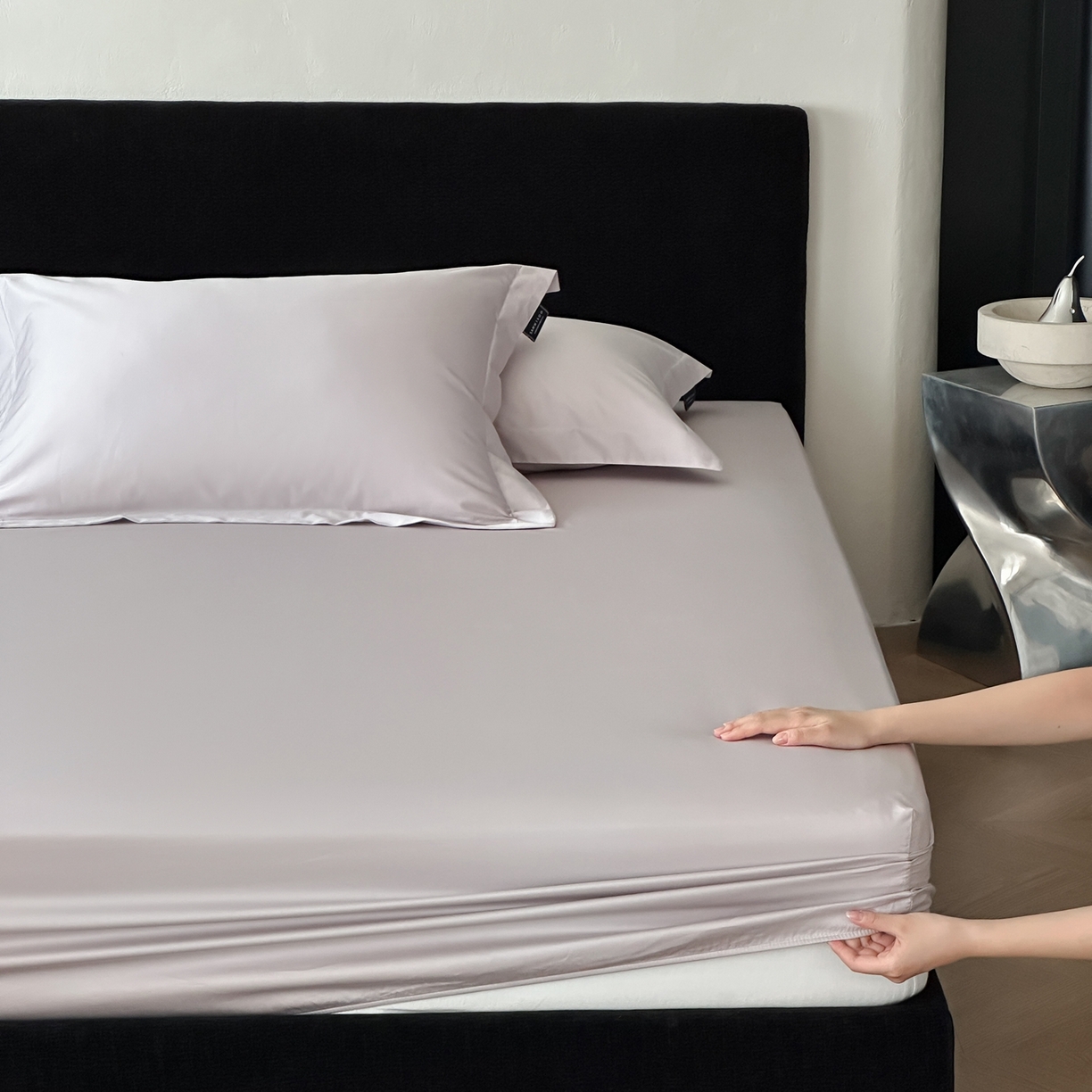 91家纺网 家纺一手货源 找家纺 三味舒屋 2025新款50s全棉纯棉纯色单床笠床笠单件-长期主义 长期主义-微微紫