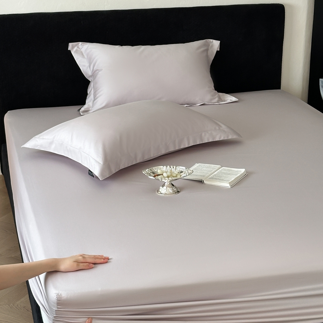 91家纺网 家纺一手货源 找家纺 三味舒屋 2025新款50s全棉纯棉纯色单床笠床笠单件-长期主义 长期主义-微微紫