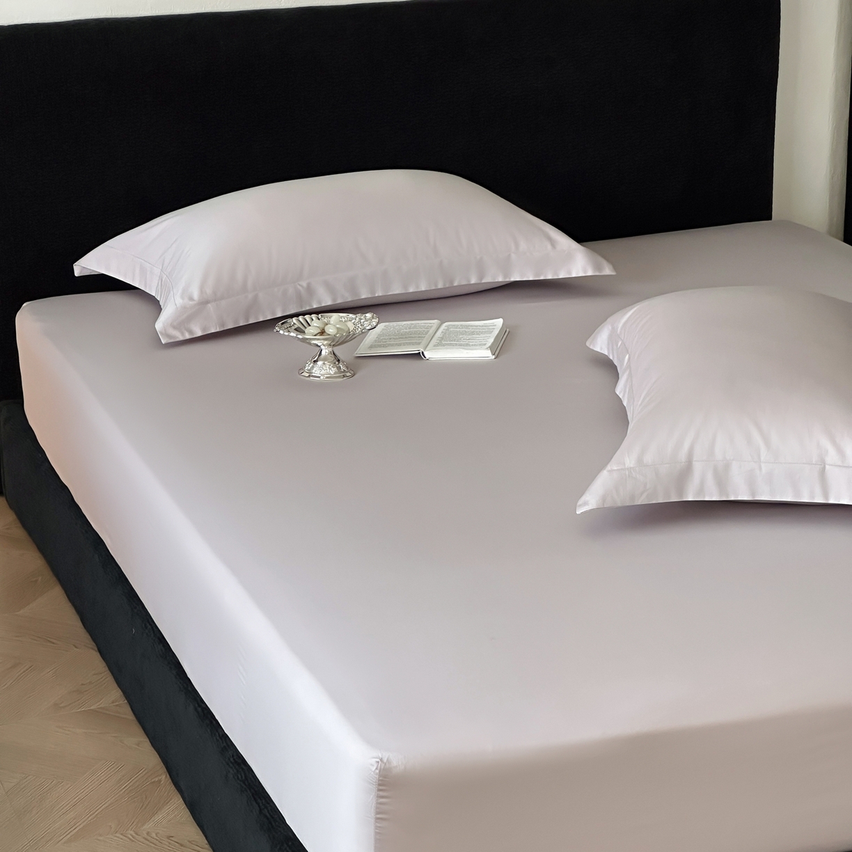 91家纺网 家纺一手货源 找家纺 三味舒屋 2025新款50s全棉纯棉纯色单床笠床笠单件-长期主义 长期主义-微微紫