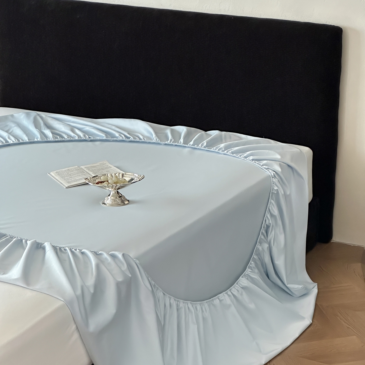 91家纺网 家纺一手货源 找家纺 三味舒屋 2025新款50s全棉纯棉纯色单床笠床笠单件-长期主义 长期主义-净月蓝