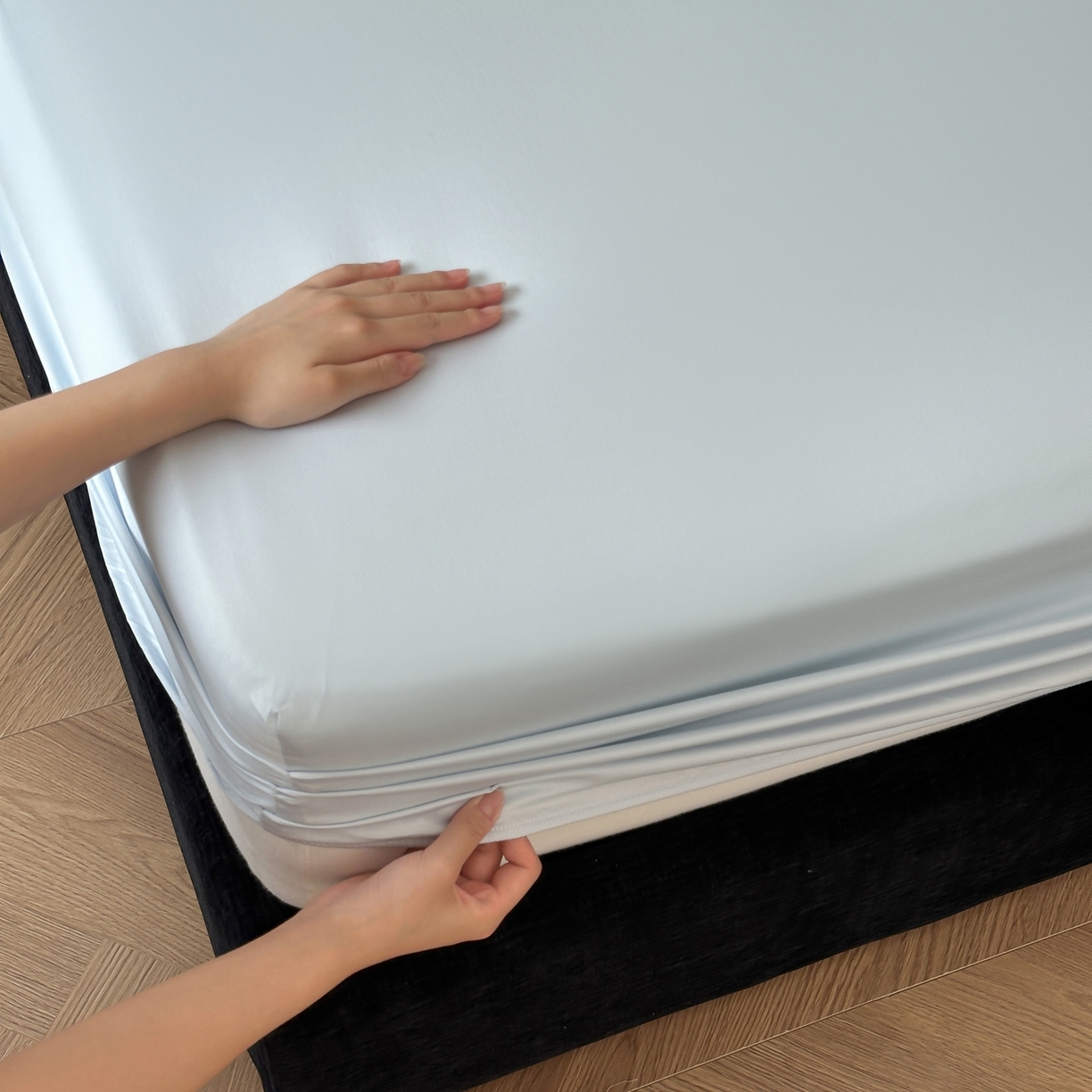 91家纺网 家纺一手货源 找家纺 三味舒屋 2025新款50s全棉纯棉纯色单床笠床笠单件-长期主义 长期主义-净月蓝