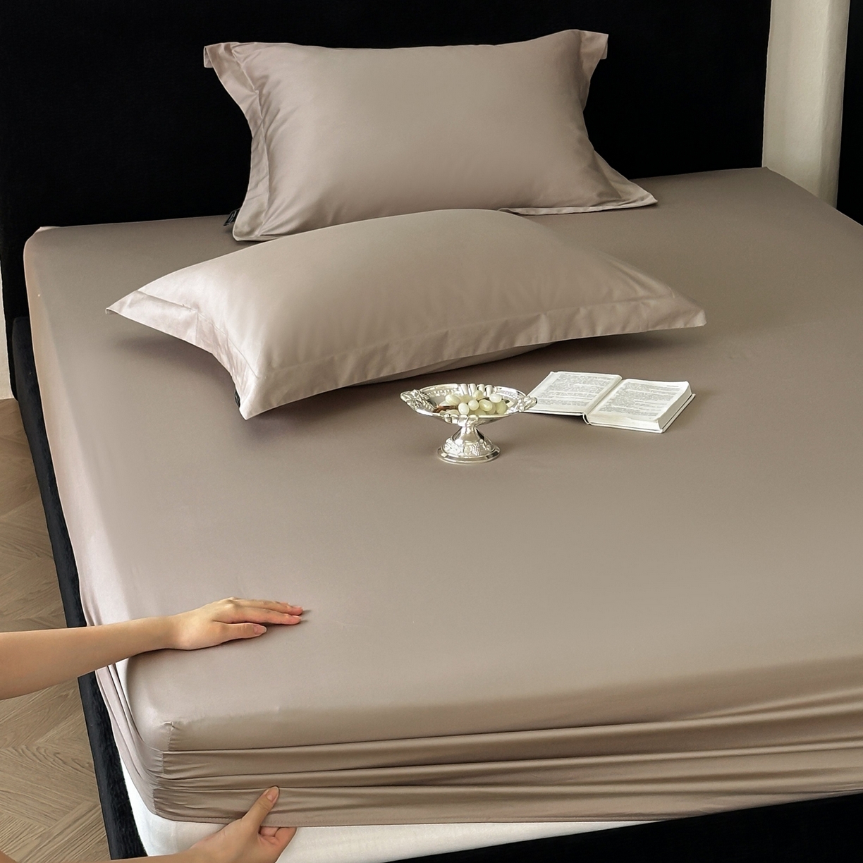 91家纺网 家纺一手货源 找家纺 三味舒屋 2025新款50s全棉纯棉纯色单床笠床笠单件-长期主义 长期主义-茶棕色