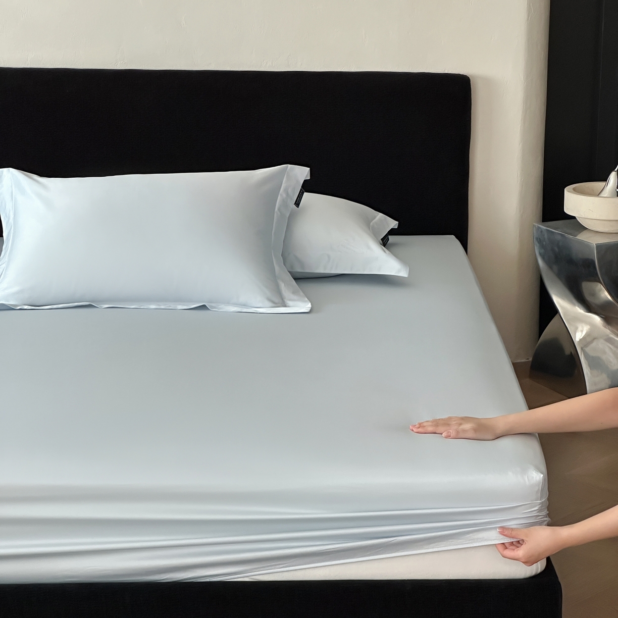 91家纺网 家纺一手货源 找家纺 三味舒屋 2025新款50s全棉纯棉纯色单床笠床笠单件-长期主义 长期主义-净月蓝