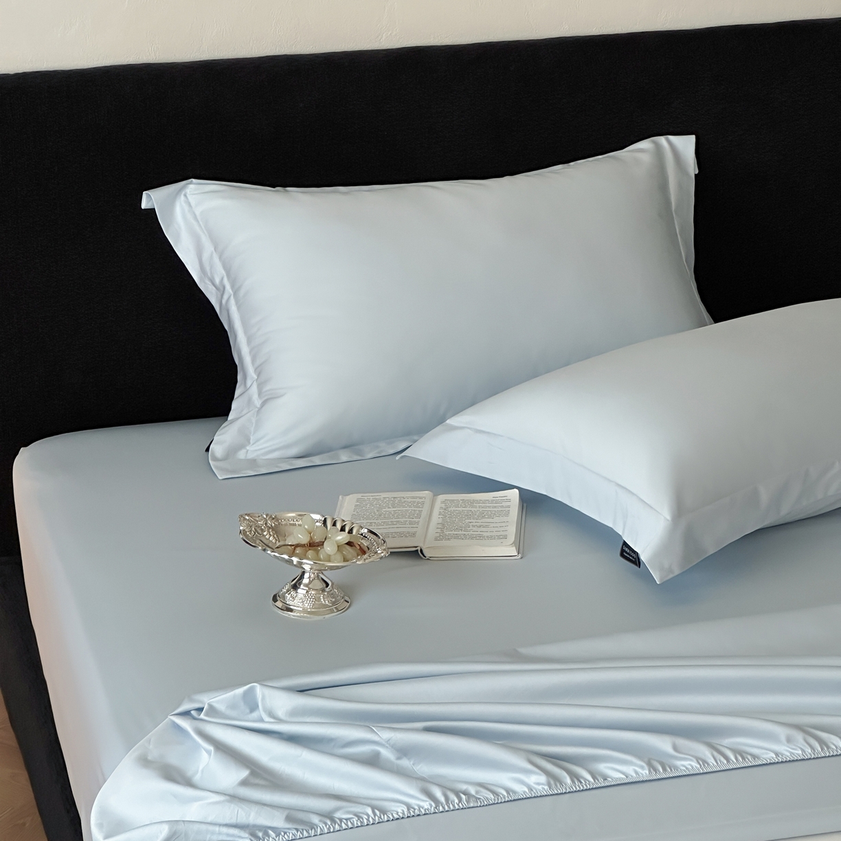 91家纺网 家纺一手货源 找家纺 三味舒屋 2025新款50s全棉纯棉纯色单床笠床笠单件-长期主义 长期主义-净月蓝