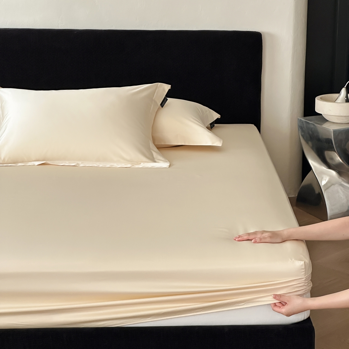 91家纺网 家纺一手货源 找家纺 三味舒屋 2025新款50s全棉纯棉纯色单床笠床笠单件-长期主义 长期主义-安琪白