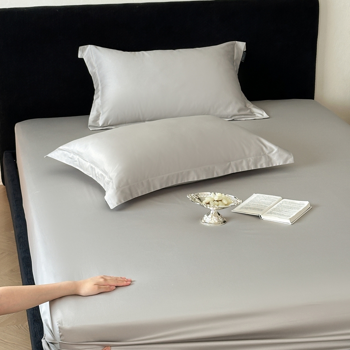 91家纺网 家纺一手货源 找家纺 三味舒屋 2025新款50s全棉纯棉纯色单床笠床笠单件-长期主义 长期主义-新银灰