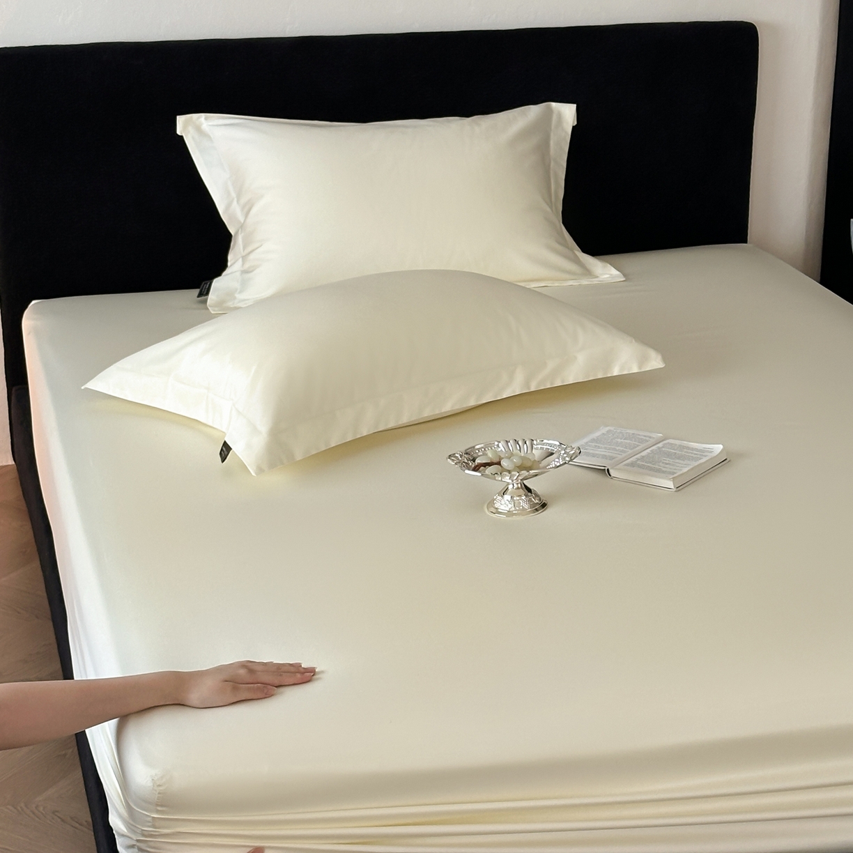 91家纺网 家纺一手货源 找家纺 三味舒屋 2025新款50s全棉纯棉纯色单床笠床笠单件-长期主义 长期主义-香草色