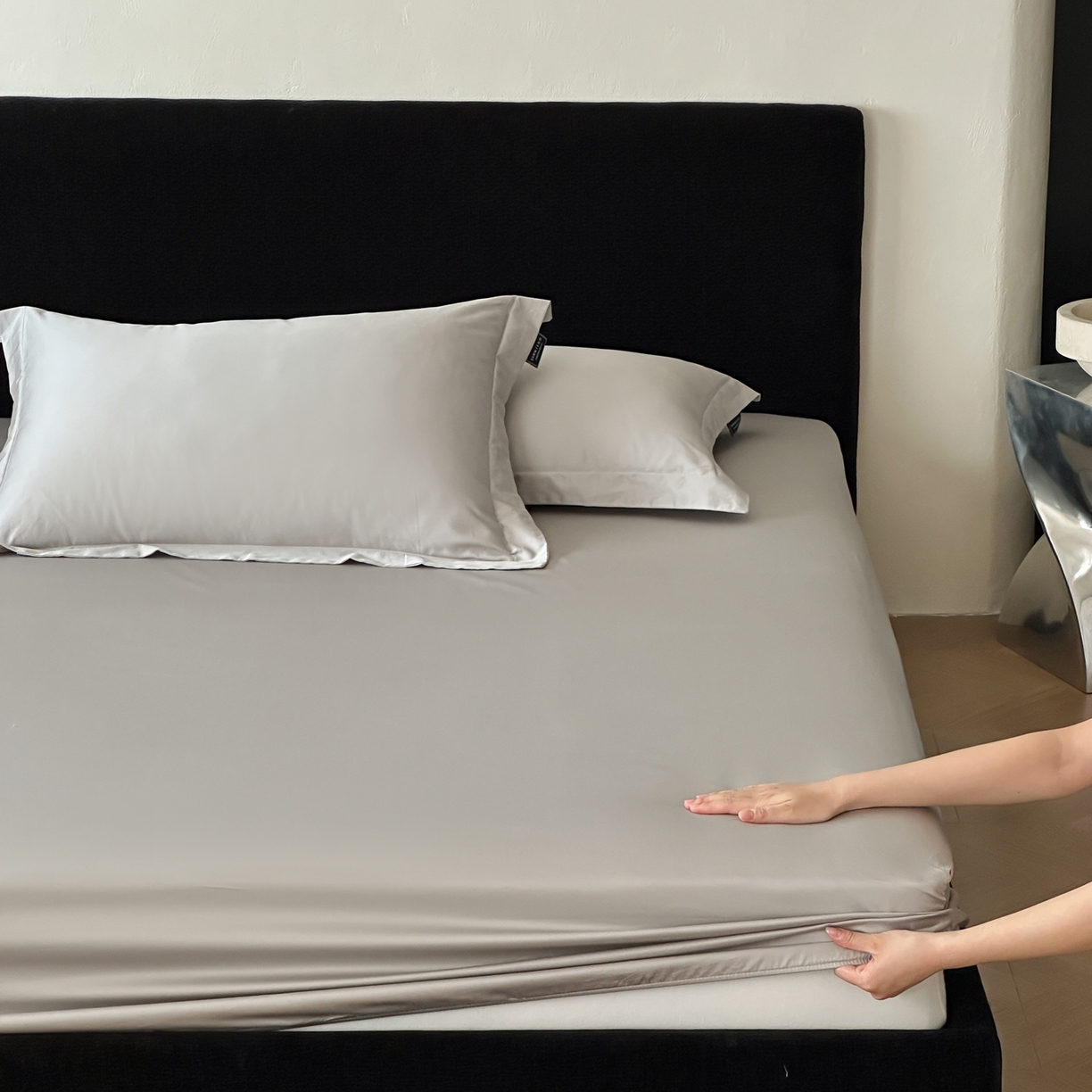 91家纺网 家纺一手货源 找家纺 三味舒屋 2025新款50s全棉纯棉纯色单床笠床笠单件-长期主义 长期主义-新银灰