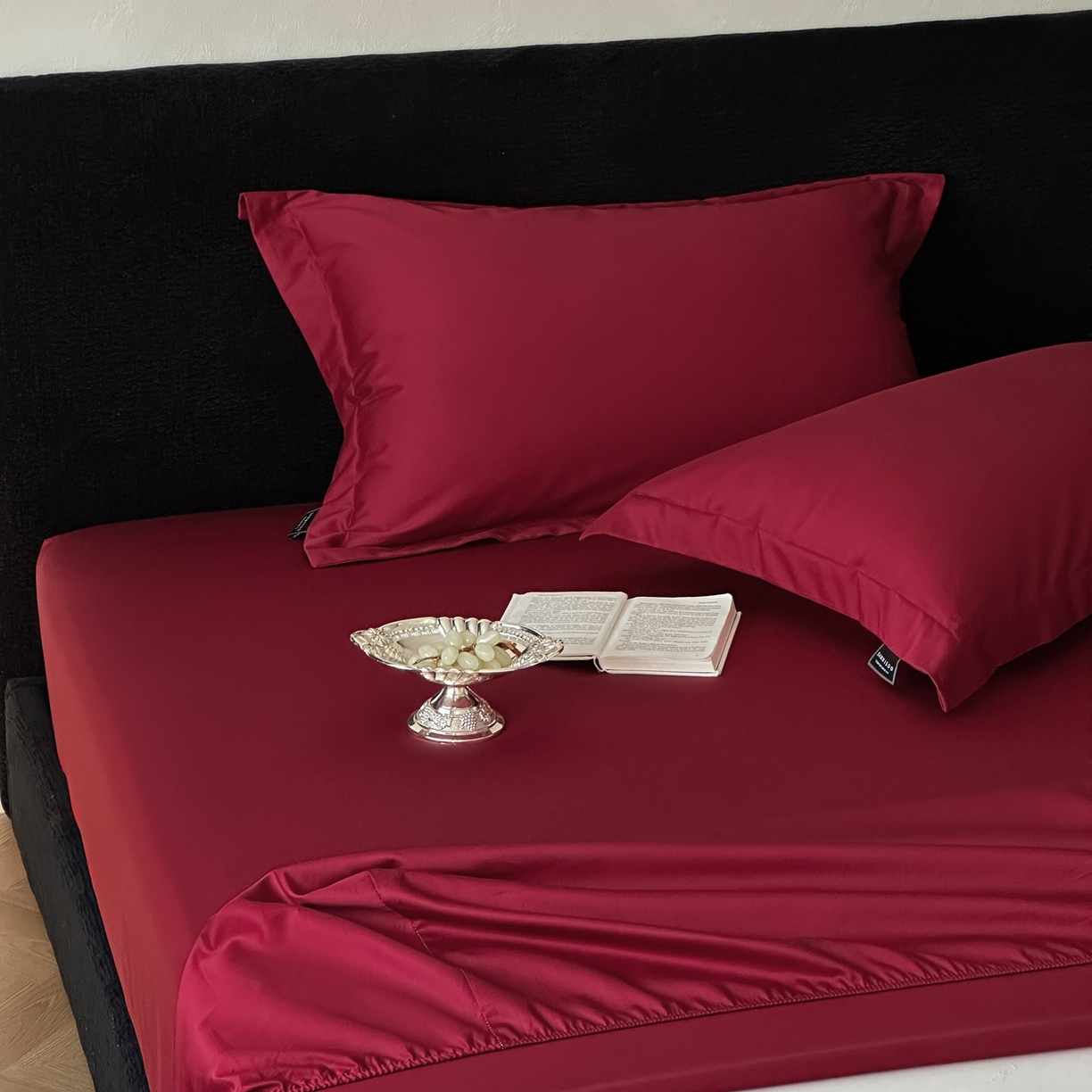 91家纺网 家纺一手货源 找家纺 三味舒屋 2025新款50s全棉纯棉纯色单床笠床笠单件-长期主义 长期主义-朗姆酒红