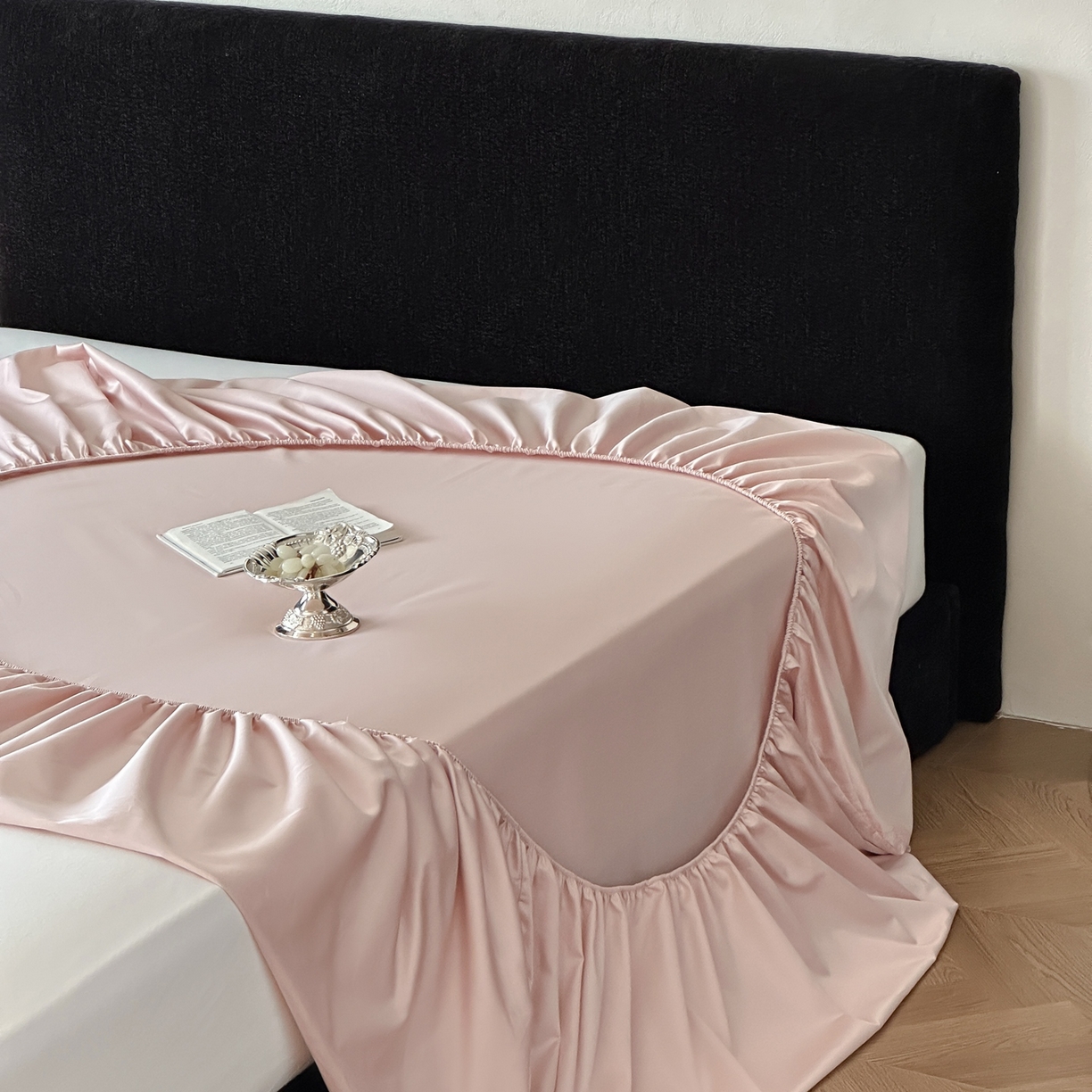 91家纺网 家纺一手货源 找家纺 三味舒屋 2025新款50s全棉纯棉纯色单床笠床笠单件-长期主义 长期主义-白桃乌龙