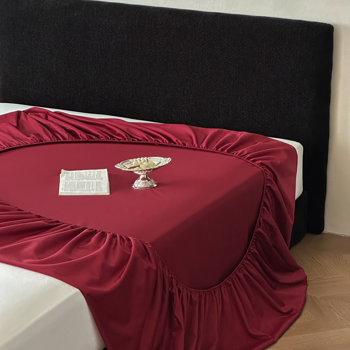 91家纺网 家纺一手货源 找家纺 三味舒屋 2025新款50s全棉纯棉纯色单床笠床笠单件-长期主义 长期主义-朗姆酒红