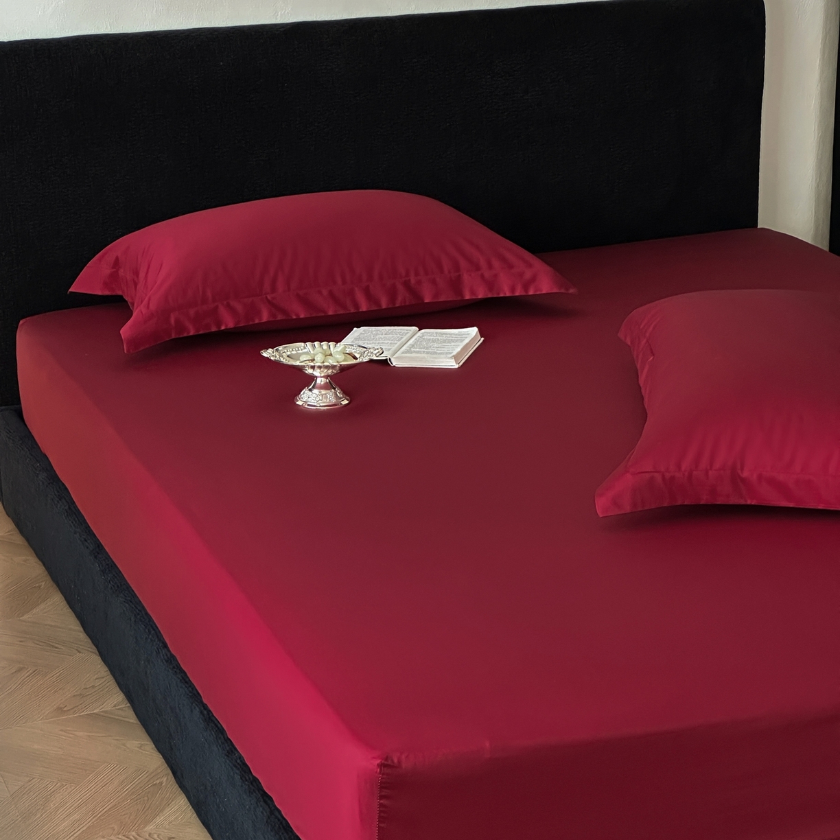 91家纺网 家纺一手货源 找家纺 三味舒屋 2025新款50s全棉纯棉纯色单床笠床笠单件-长期主义 长期主义-朗姆酒红