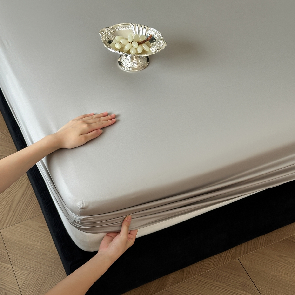 91家纺网 家纺一手货源 找家纺 三味舒屋 2025新款50s全棉纯棉纯色单床笠床笠单件-长期主义 长期主义-新银灰