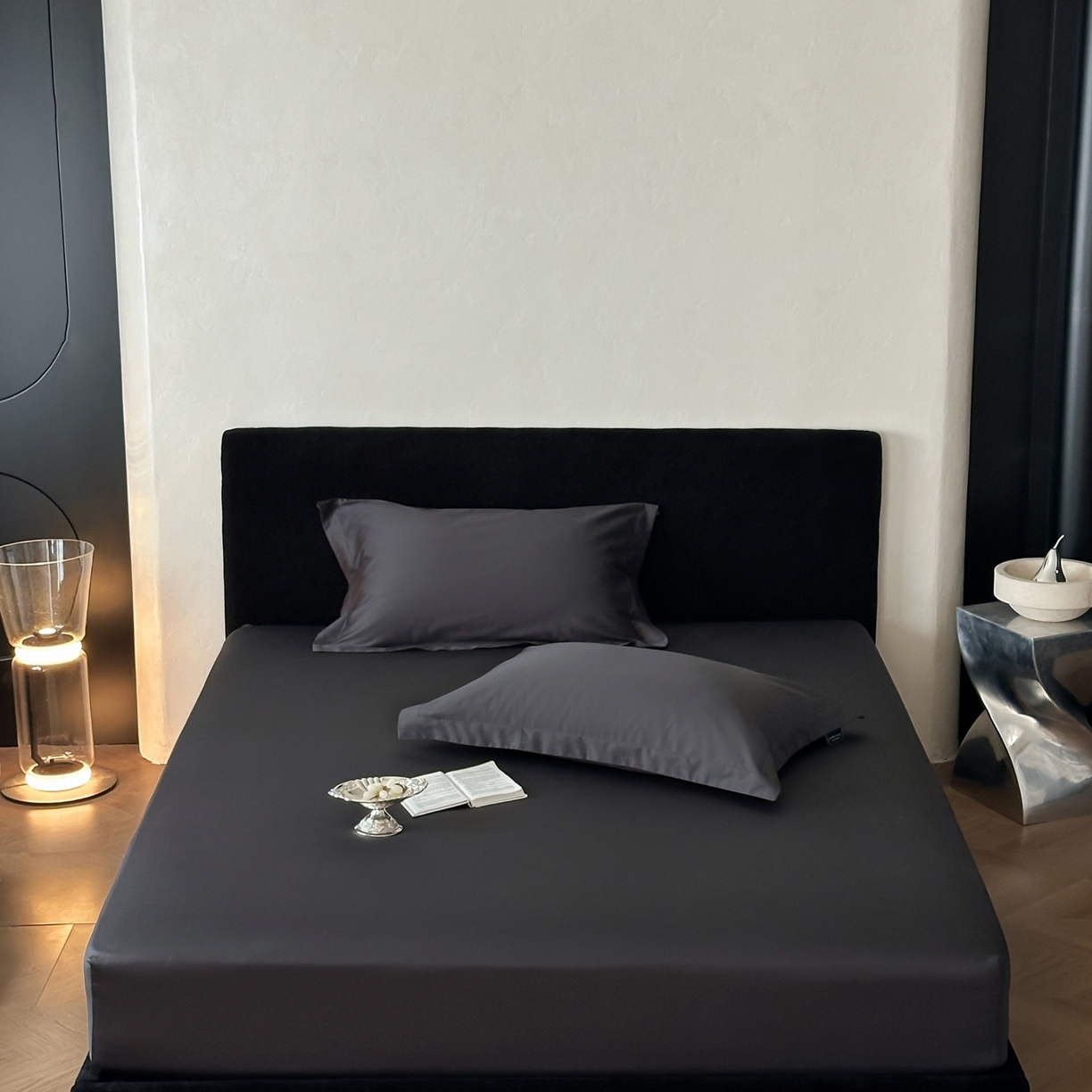 91家纺网 家纺一手货源 找家纺 三味舒屋 2025新款50s全棉纯棉纯色单床笠床笠单件-长期主义 长期主义-摩卡黑灰