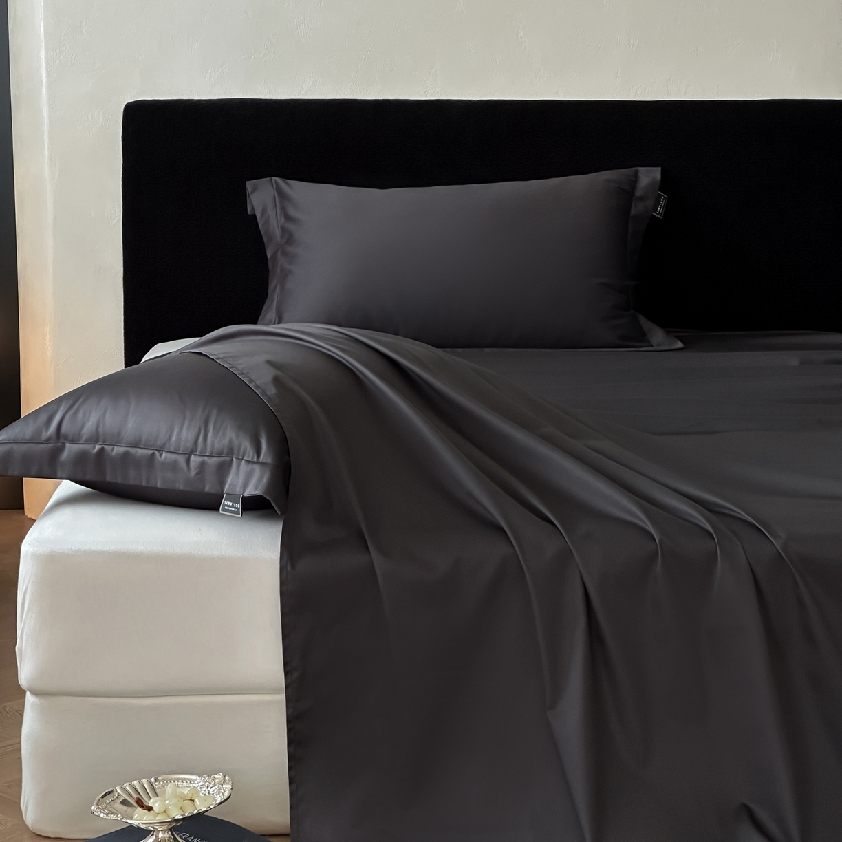 91家纺网 家纺一手货源 找家纺 三味舒屋 2025新款50s全棉纯棉纯色单床单床单单件-长期主义 长期主义-摩卡黑灰