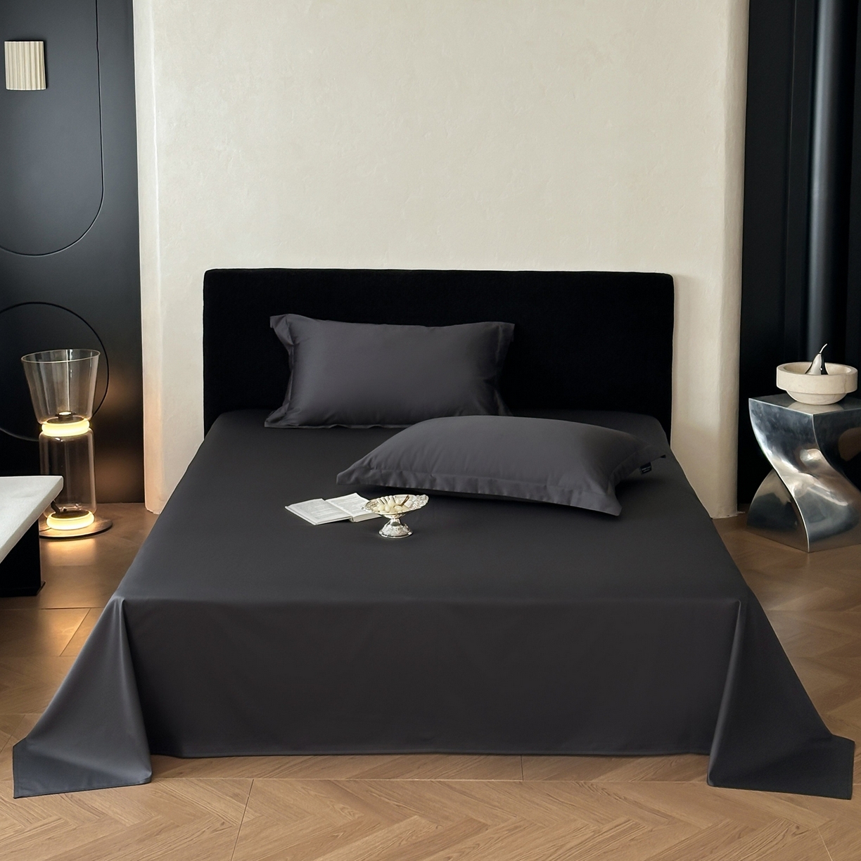 三味舒屋 2025新款50s全棉纯棉纯色单床单床单单件-长期主义 长期主义-摩卡黑灰