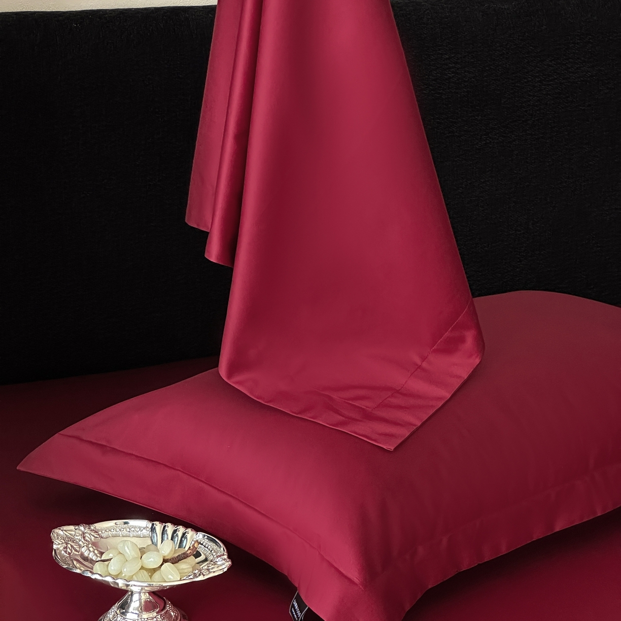 91家纺网 家纺一手货源 找家纺 三味舒屋 2025新款50s全棉纯棉纯色单枕套枕套单件-长期主义 长期主义-朗姆酒红