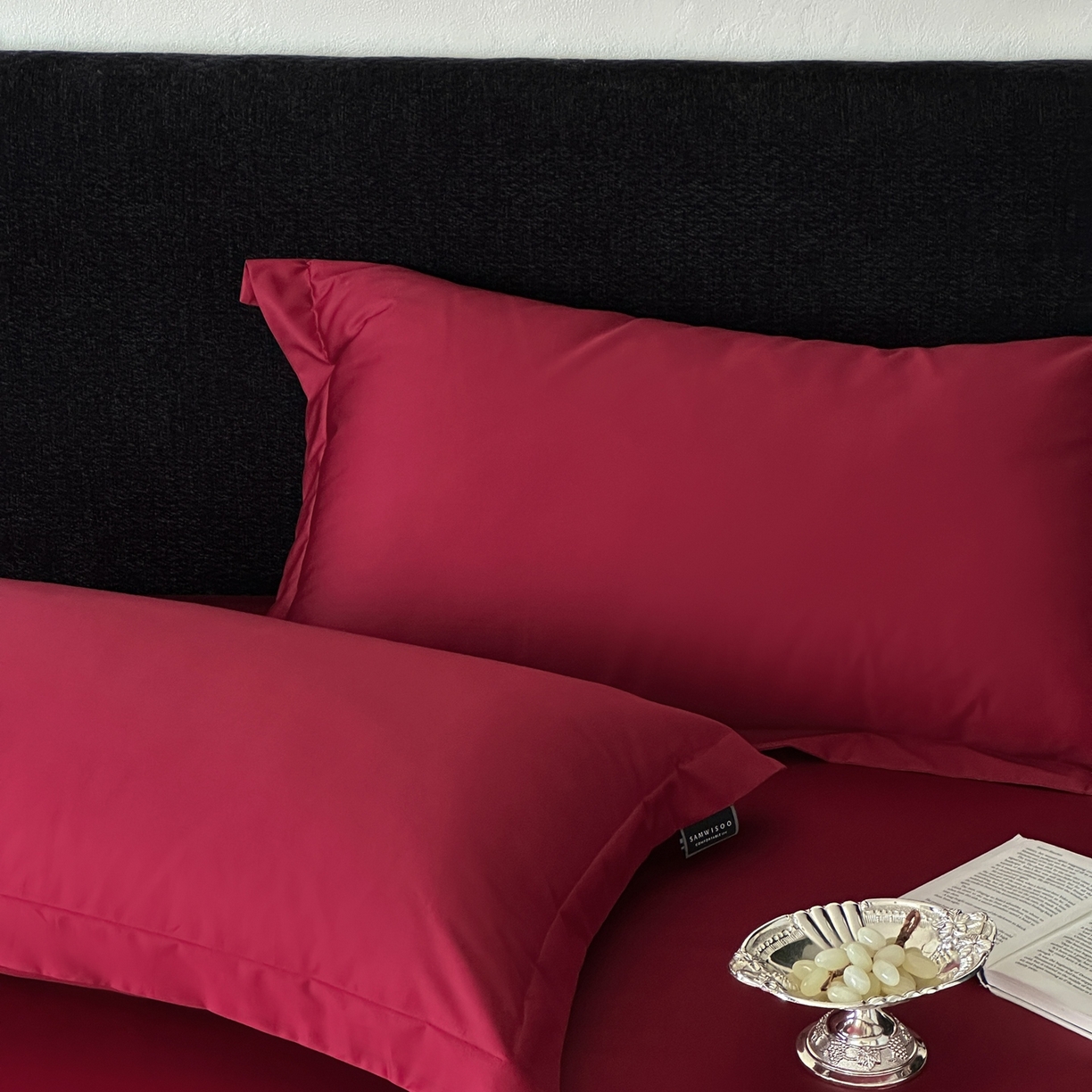 91家纺网 家纺一手货源 找家纺 三味舒屋 2025新款50s全棉纯棉纯色单枕套枕套单件-长期主义 长期主义-朗姆酒红