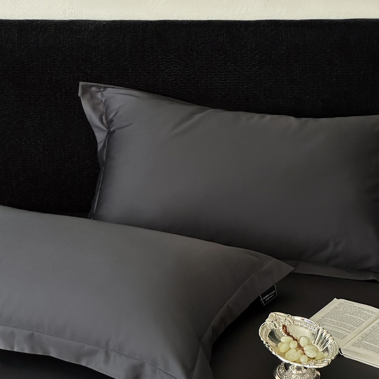 91家纺网 家纺一手货源 找家纺 三味舒屋 2025新款50s全棉纯棉纯色单枕套枕套单件-长期主义 长期主义-摩卡黑灰