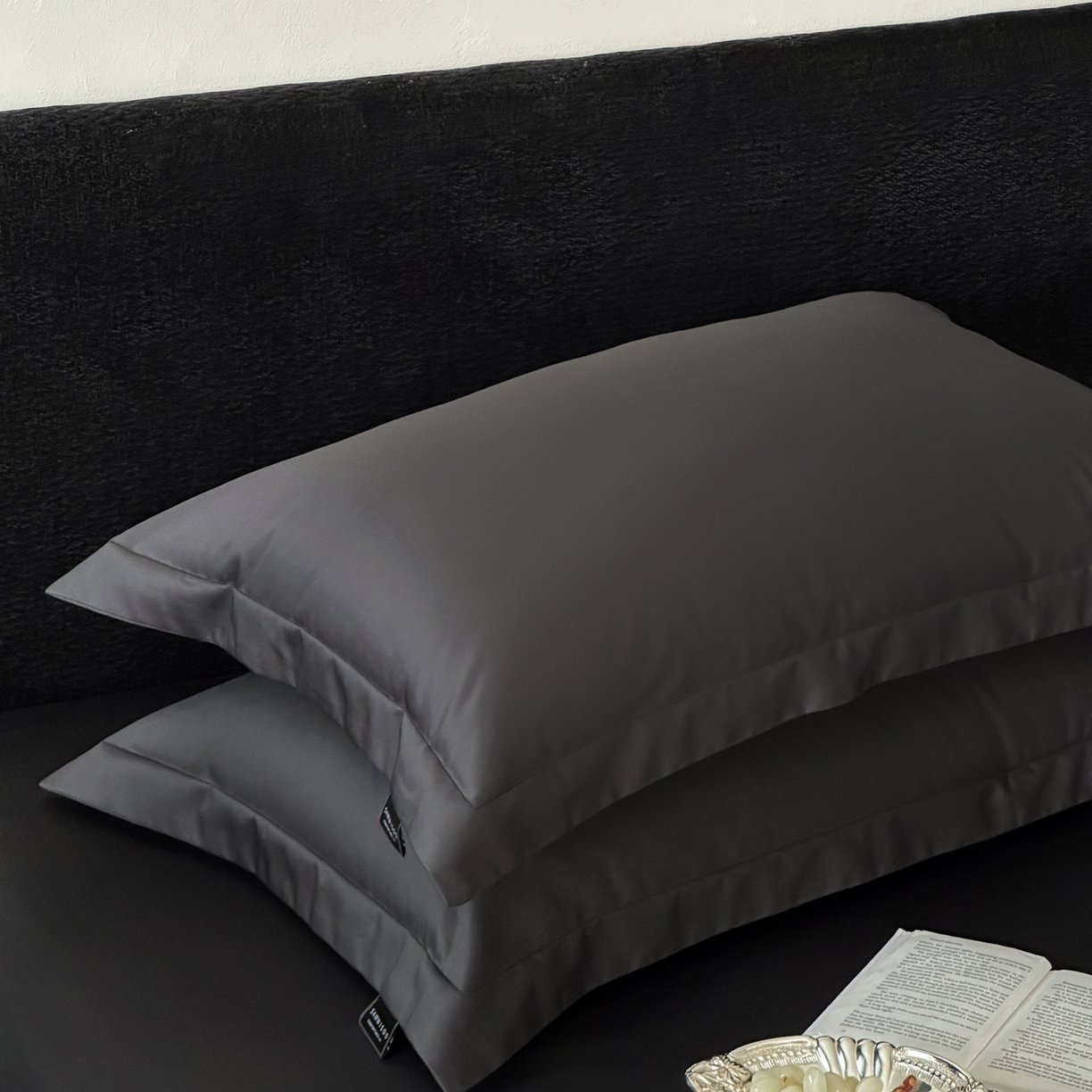 91家纺网 家纺一手货源 找家纺 三味舒屋 2025新款50s全棉纯棉纯色单枕套枕套单件-长期主义 长期主义-摩卡黑灰