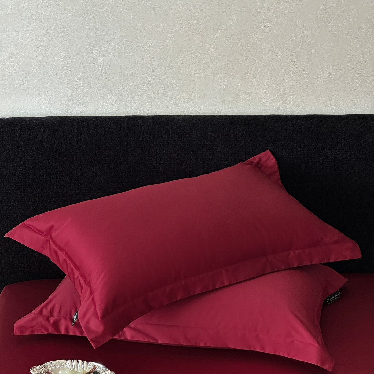 91家纺网 家纺一手货源 找家纺 三味舒屋 2025新款50s全棉纯棉纯色单枕套枕套单件-长期主义 长期主义-朗姆酒红