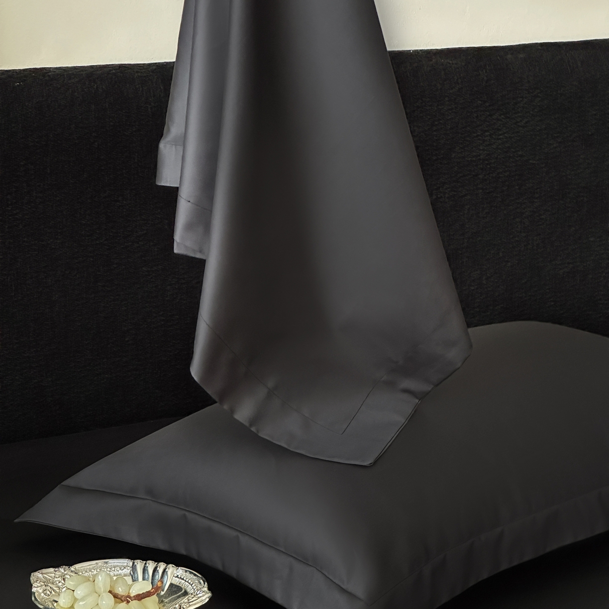 91家纺网 家纺一手货源 找家纺 三味舒屋 2025新款50s全棉纯棉纯色单枕套枕套单件-长期主义 长期主义-摩卡黑灰