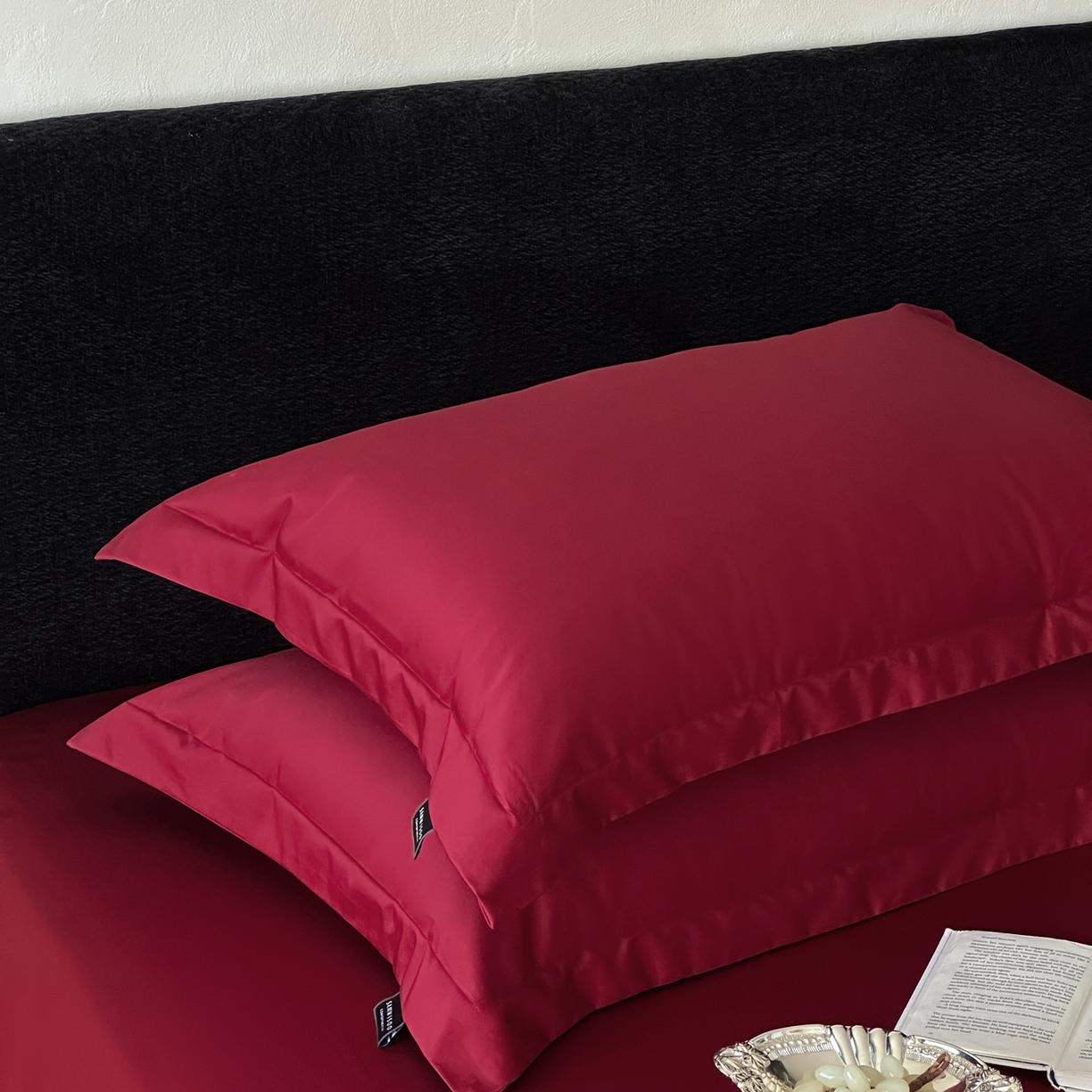 91家纺网 家纺一手货源 找家纺 三味舒屋 2025新款50s全棉纯棉纯色单枕套枕套单件-长期主义 长期主义-朗姆酒红