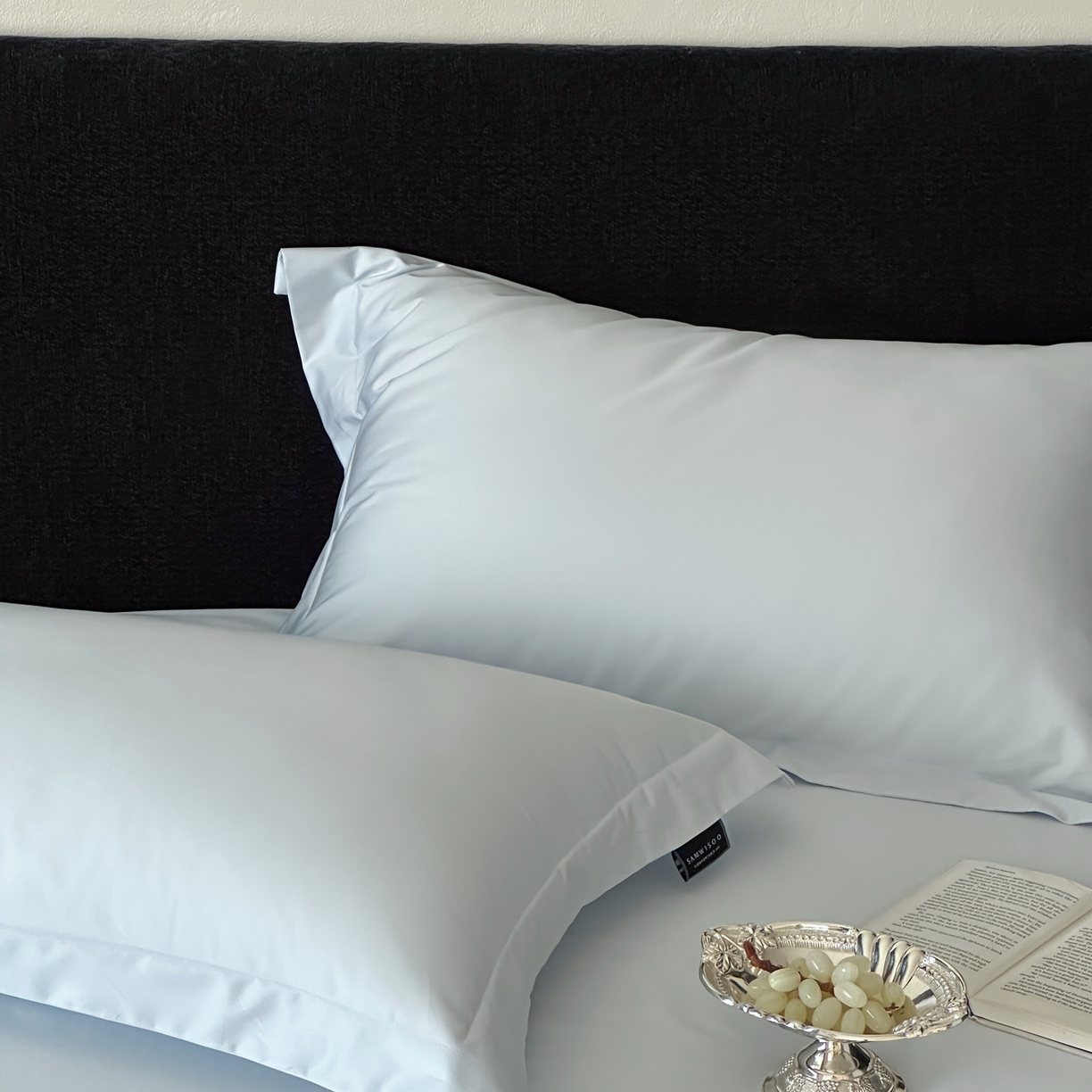 91家纺网 家纺一手货源 找家纺 三味舒屋 2025新款50s全棉纯棉纯色单枕套枕套单件-长期主义 长期主义-净月蓝