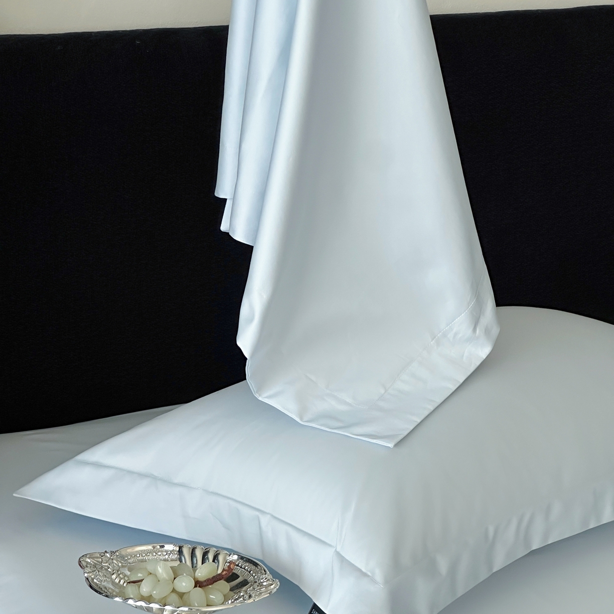 91家纺网 家纺一手货源 找家纺 三味舒屋 2025新款50s全棉纯棉纯色单枕套枕套单件-长期主义 长期主义-净月蓝