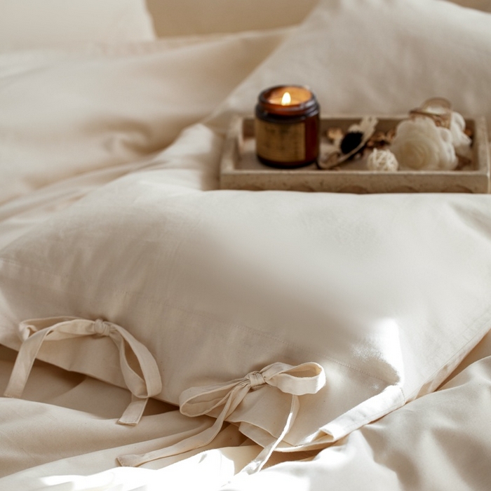 91家纺网 家纺一手货源 找家纺 时年家纺 2025新款60S长绒棉四件套 裸棉生活-绑带款