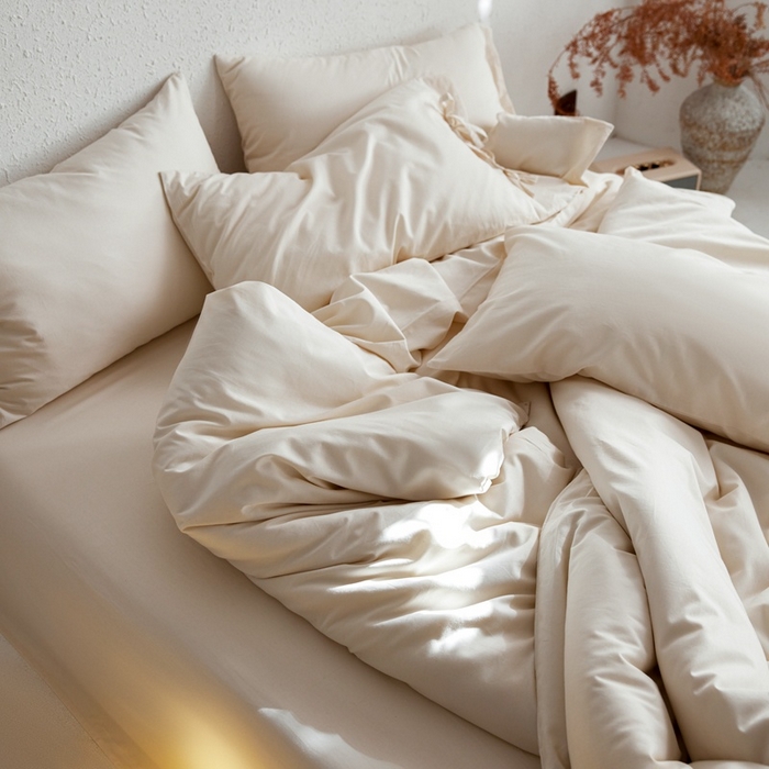 91家纺网 家纺一手货源 找家纺 时年家纺 2025新款60S长绒棉四件套 裸棉生活-绑带款