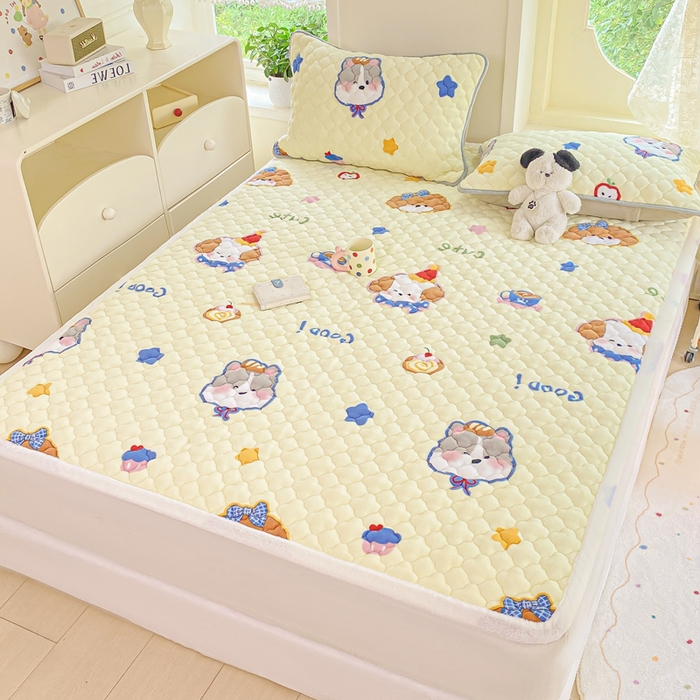 91家纺网 家纺一手货源 找家纺 康纳利 2025新款亲肤舒适牛奶绒加厚保暖卡通床垫床褥 床褥款-奶油宠物