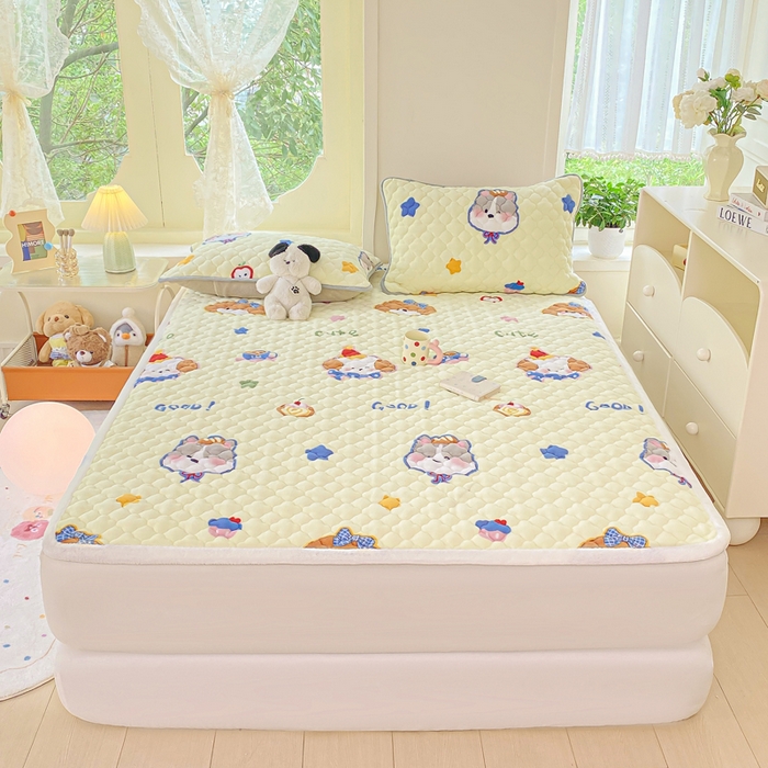 91家纺网 家纺一手货源 找家纺 康纳利 2025新款亲肤舒适牛奶绒加厚保暖卡通床垫床褥 床褥款-奶油宠物