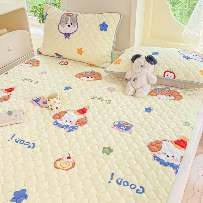 91家纺网 家纺一手货源 找家纺 康纳利 2025新款亲肤舒适牛奶绒加厚保暖卡通床垫床褥 床褥款-奶油宠物