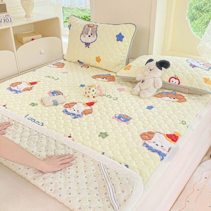 91家纺网 家纺一手货源 找家纺 康纳利 2025新款亲肤舒适牛奶绒加厚保暖卡通床垫床褥 床褥款-奶油宠物