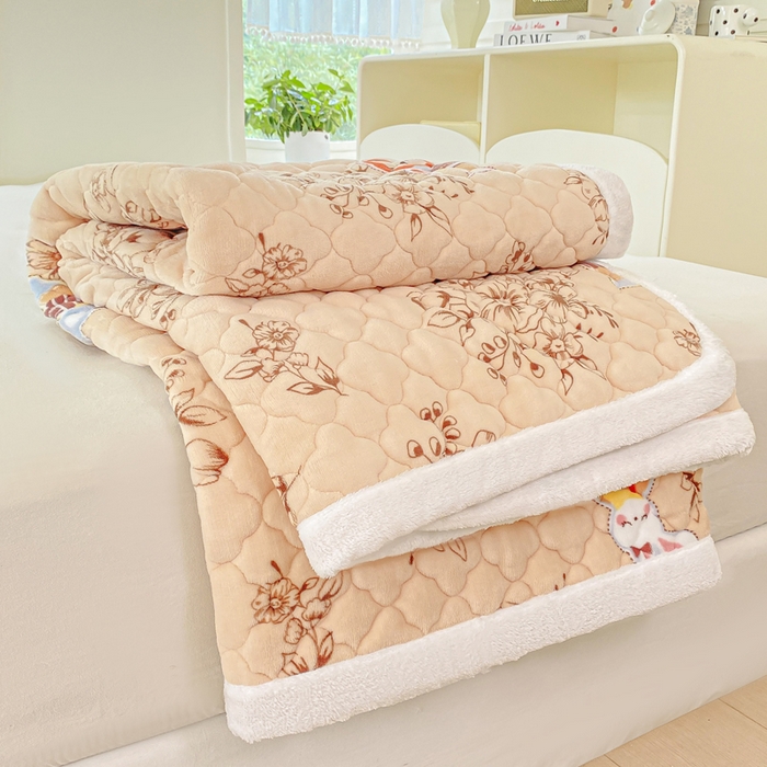 91家纺网 家纺一手货源 找家纺 康纳利 2025新款亲肤舒适牛奶绒加厚保暖卡通床垫床褥 床褥款-花漾