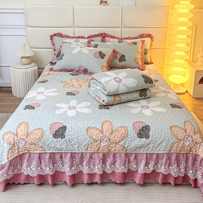 91家纺网 家纺一手货源 找家纺 （总）梦柏家纺 2025新款牛奶绒夹棉床盖四件套