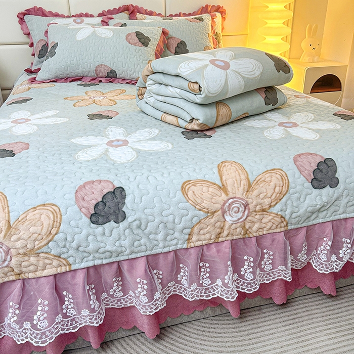 91家纺网 家纺一手货源 找家纺 （总）梦柏家纺 2025新款牛奶绒夹棉床盖四件套