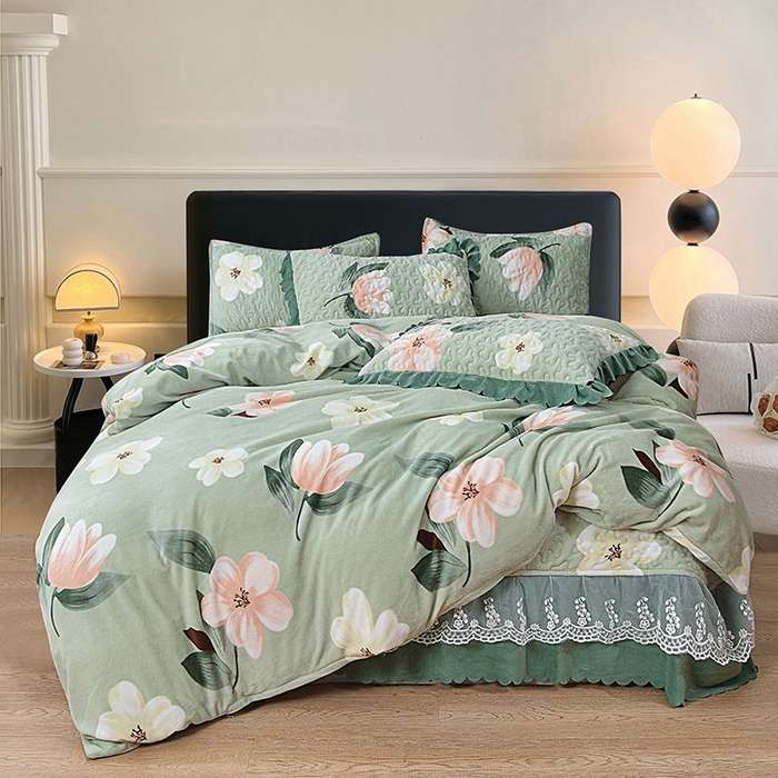 91家纺网 家纺一手货源 找家纺 （总）梦柏家纺 2025新款牛奶绒夹棉床盖四件套